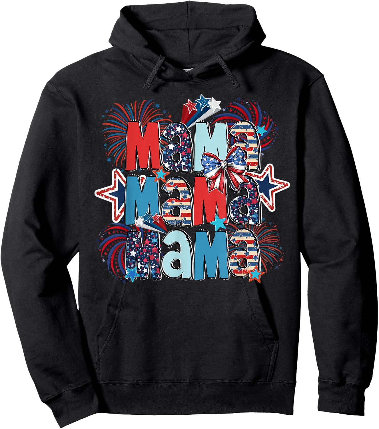 American Mama 4th of July Patriotic Mom Mothers Day Women Hoodie - Hoodie | Black