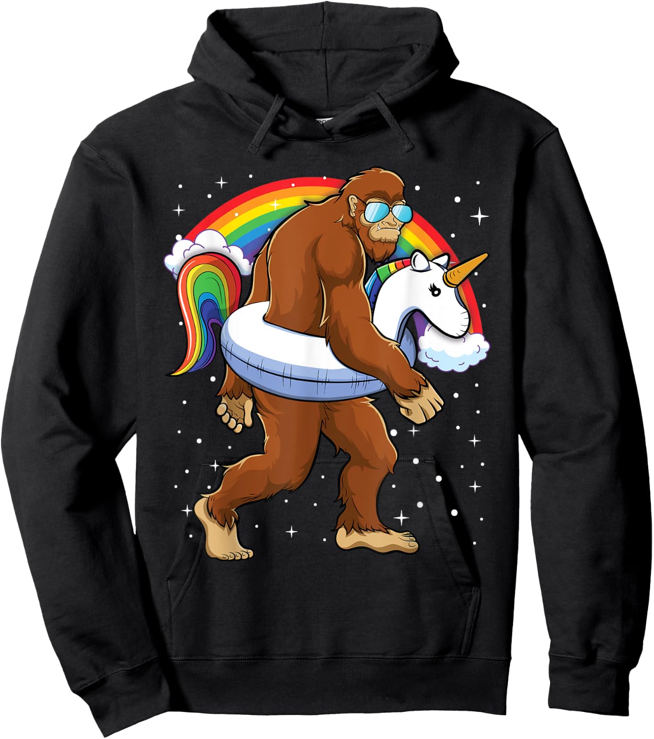 Bigfoot Unicorn Rainbow Shirt Boys Kids Girls Toddlers Hoodie - Hoodie | Black