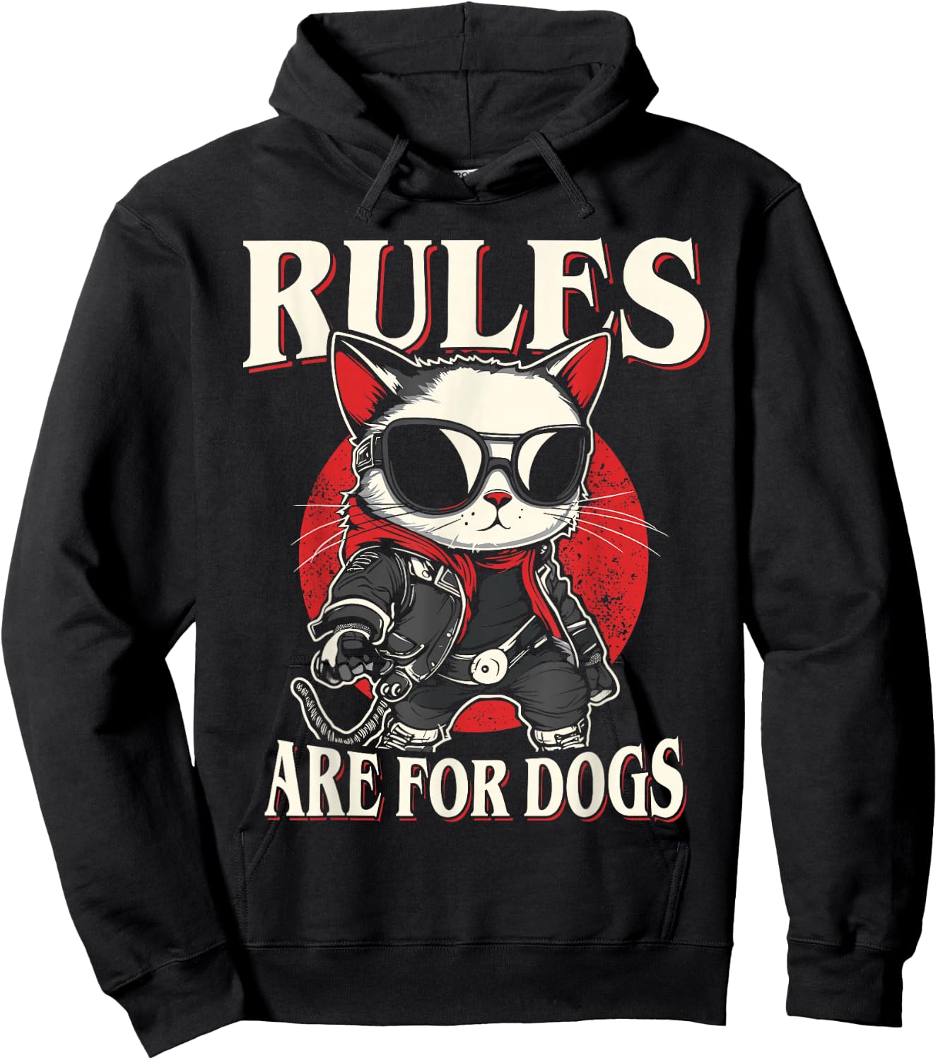 Funny Cat - Rules are for Dogs Men Women Kids Hoodie - Hoodie | Black