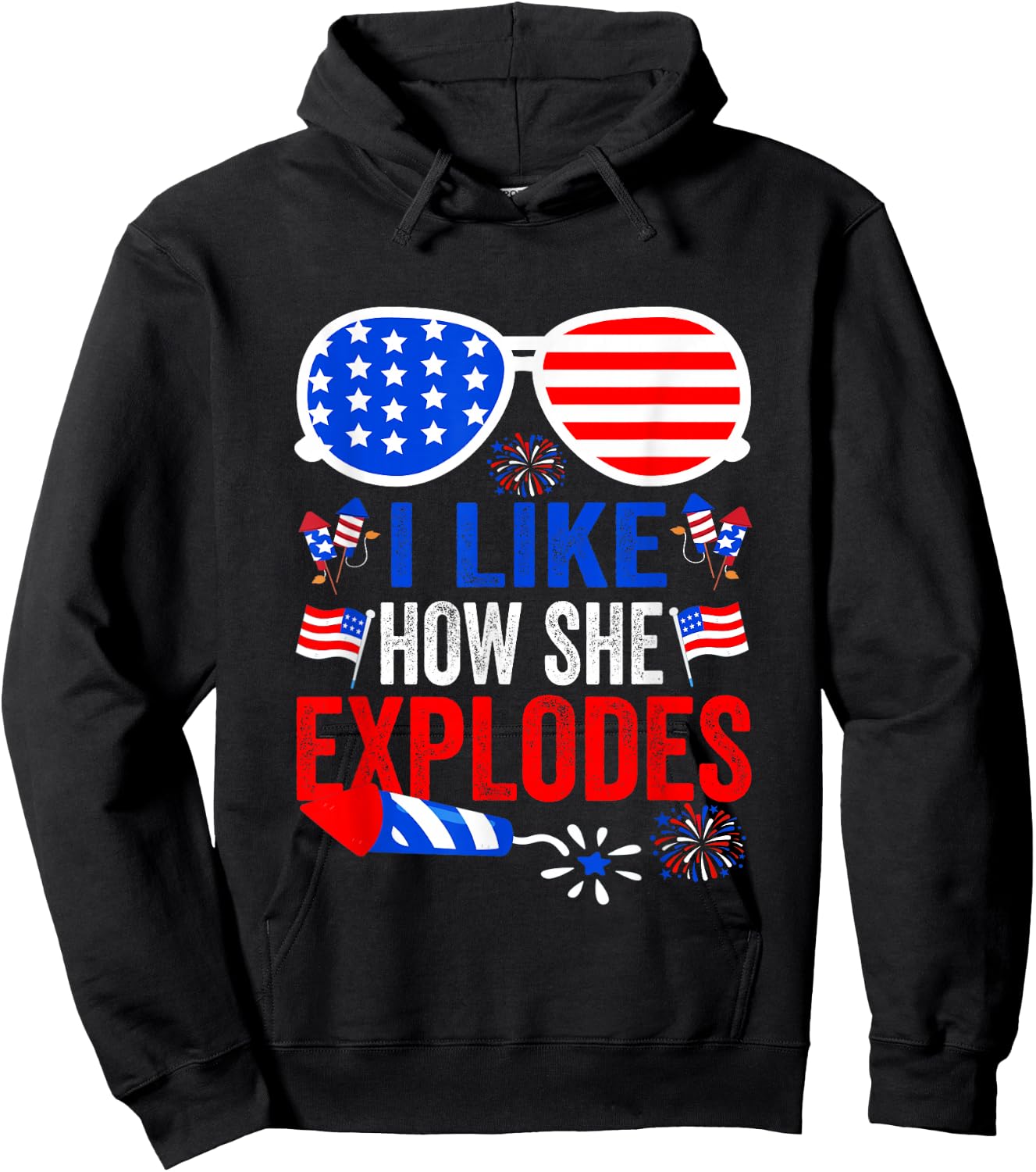 I Like How He Bangs Fireworks Funny 4th of July Couples Hoodie - Hoodie | Black