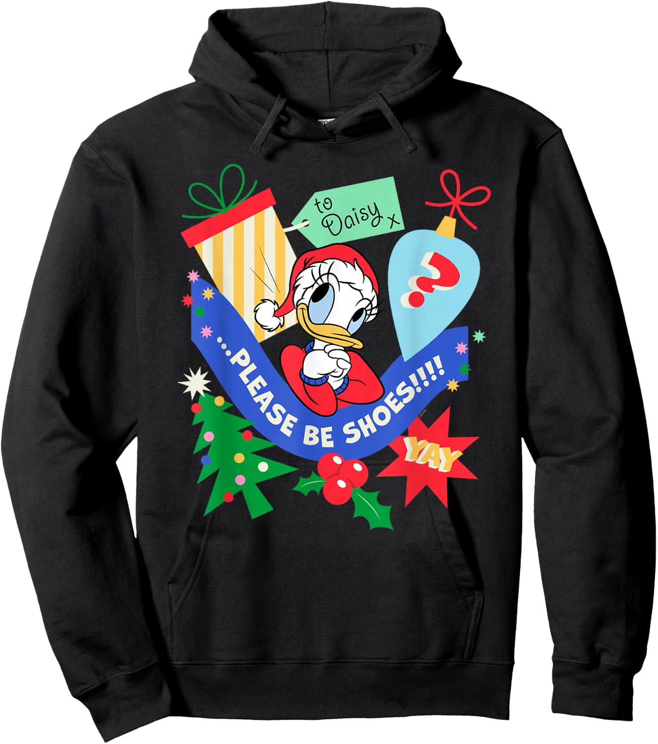 Disney Daisy Duck Christmas Holiday Please Be Shoes Hoodie - Hoodie | Black