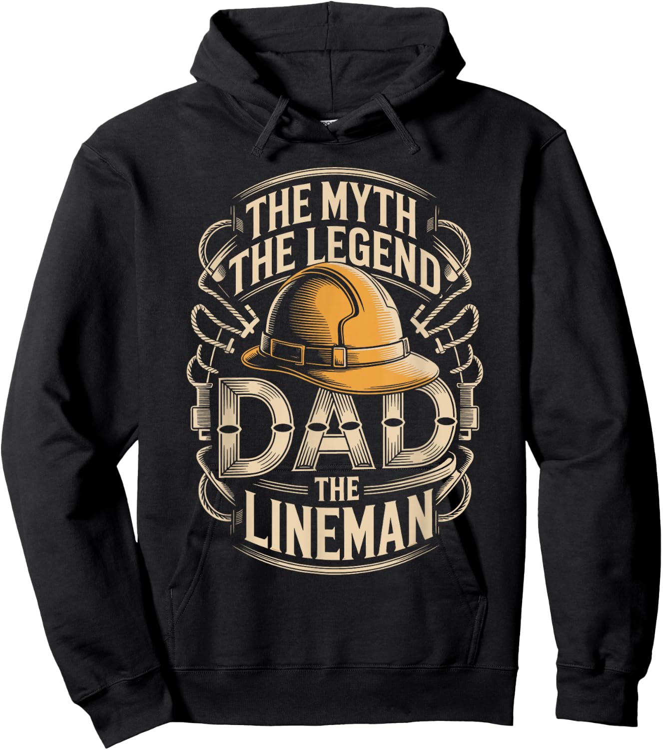Dad The Lineman The Myth The Legend Hoodie - Hoodie | Black