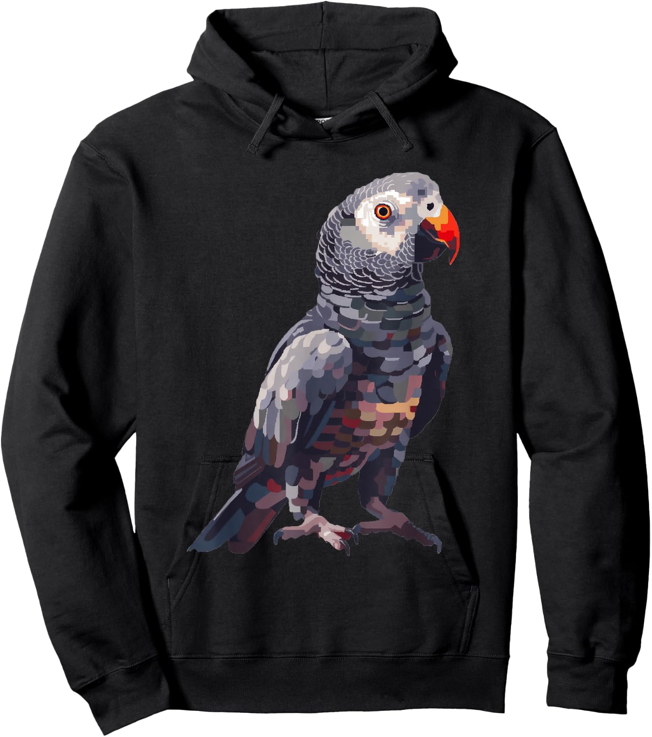 Timneh African Grey Pixel Art Hoodie - Hoodie | Black