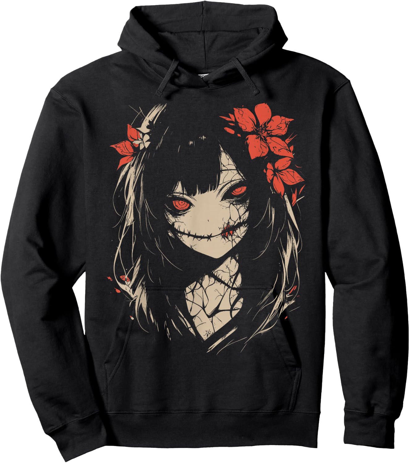 Horror Anime Manga | Japan Japanese Creepy Kawaii Goth , black Hoodie - Hoodie | Black