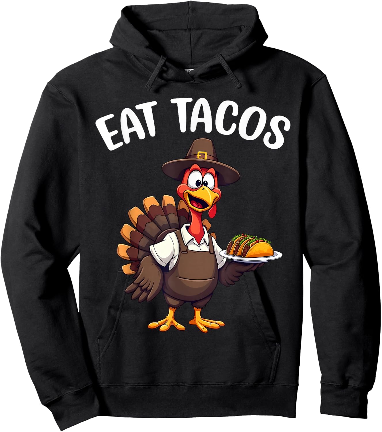 Funny Thanksgiving Turkey Eat Tacos Mexican Thanksgiving Hoodie - Hoodie | Black