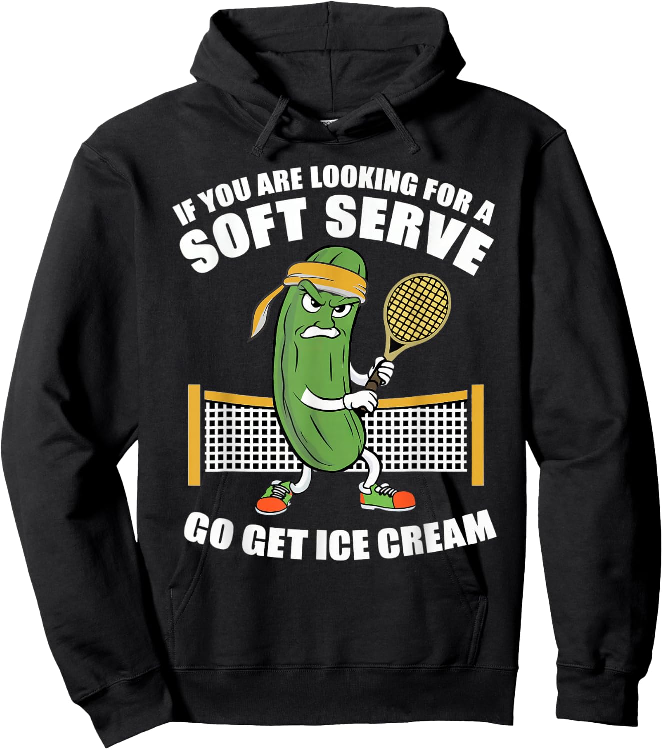 Funny Pickleball Playing Pickle Tennis Soft Serve Ice Cream Hoodie - Hoodie | Black