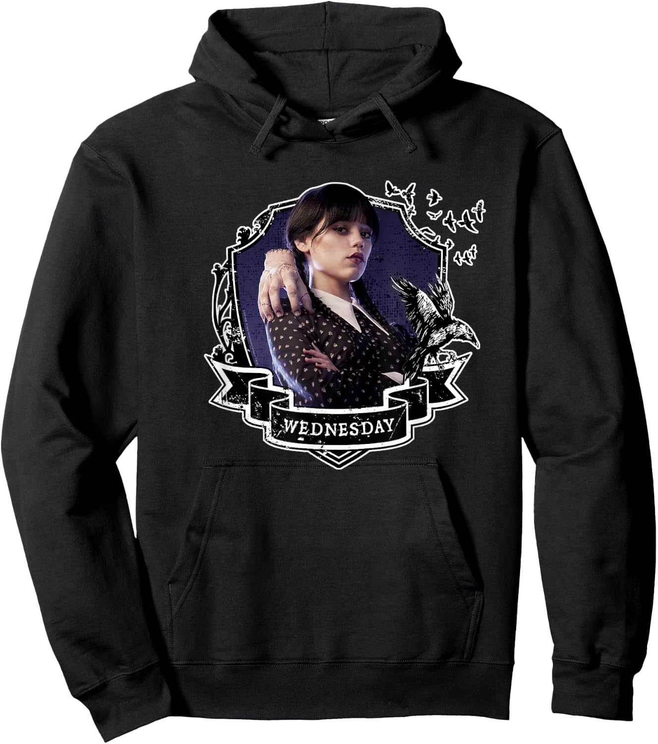 Mittwochsserie Nevermore Frame Wednesday Kurzarm Hoodie - Hoodie | Black