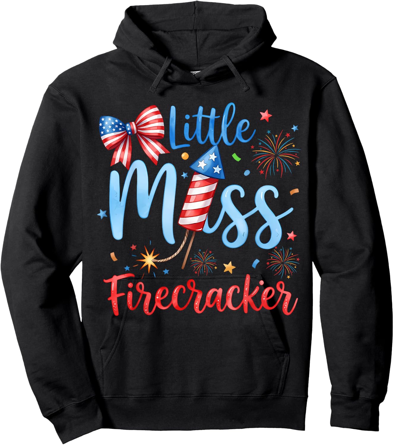 Miss Firecracker 4th July America Patriot Toddler Girl Kids Hoodie - Hoodie | Black