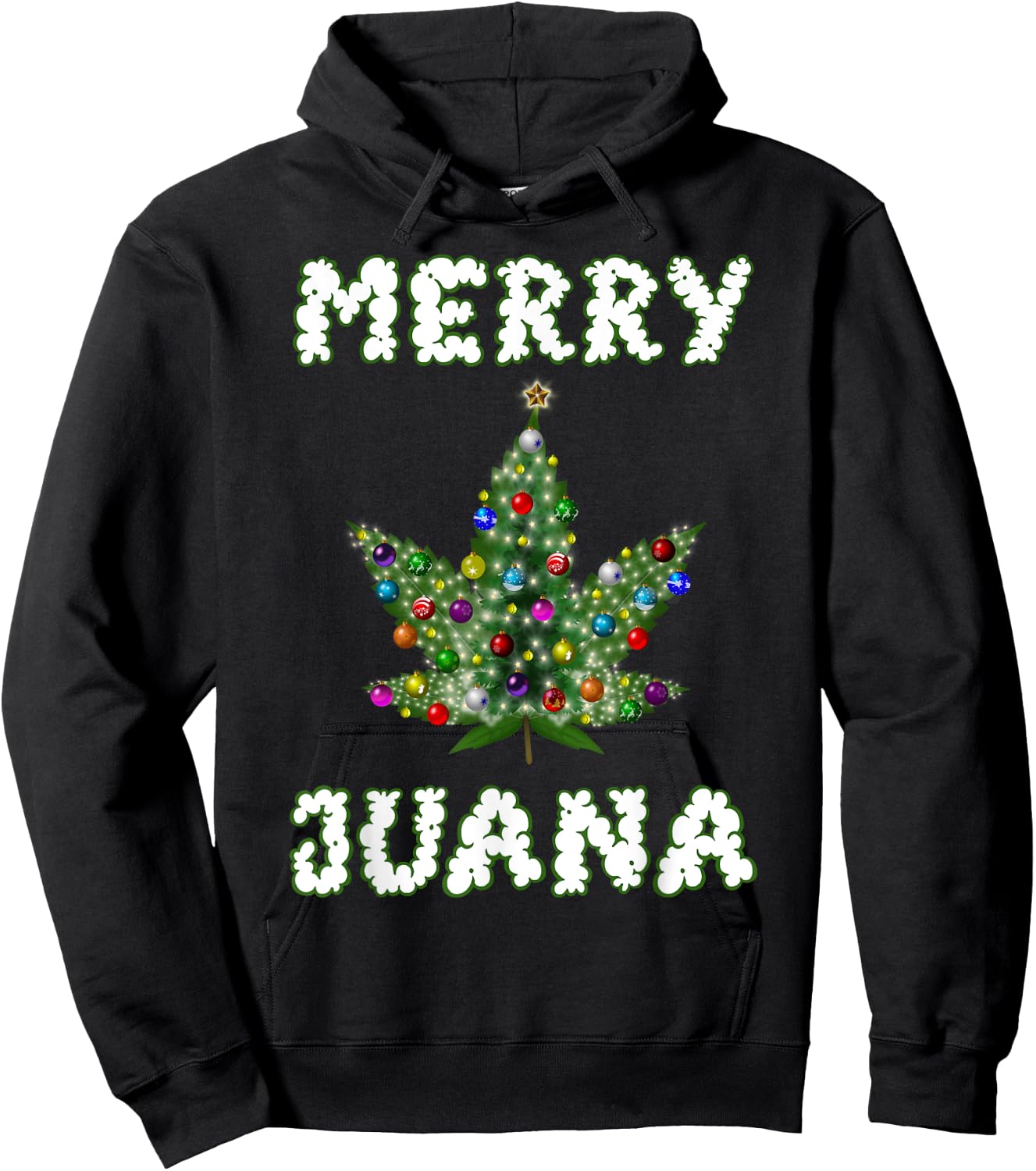 Marijuana Christmas Tree Pot Weed Leaf THC Gift Hoodie - Hoodie | Black