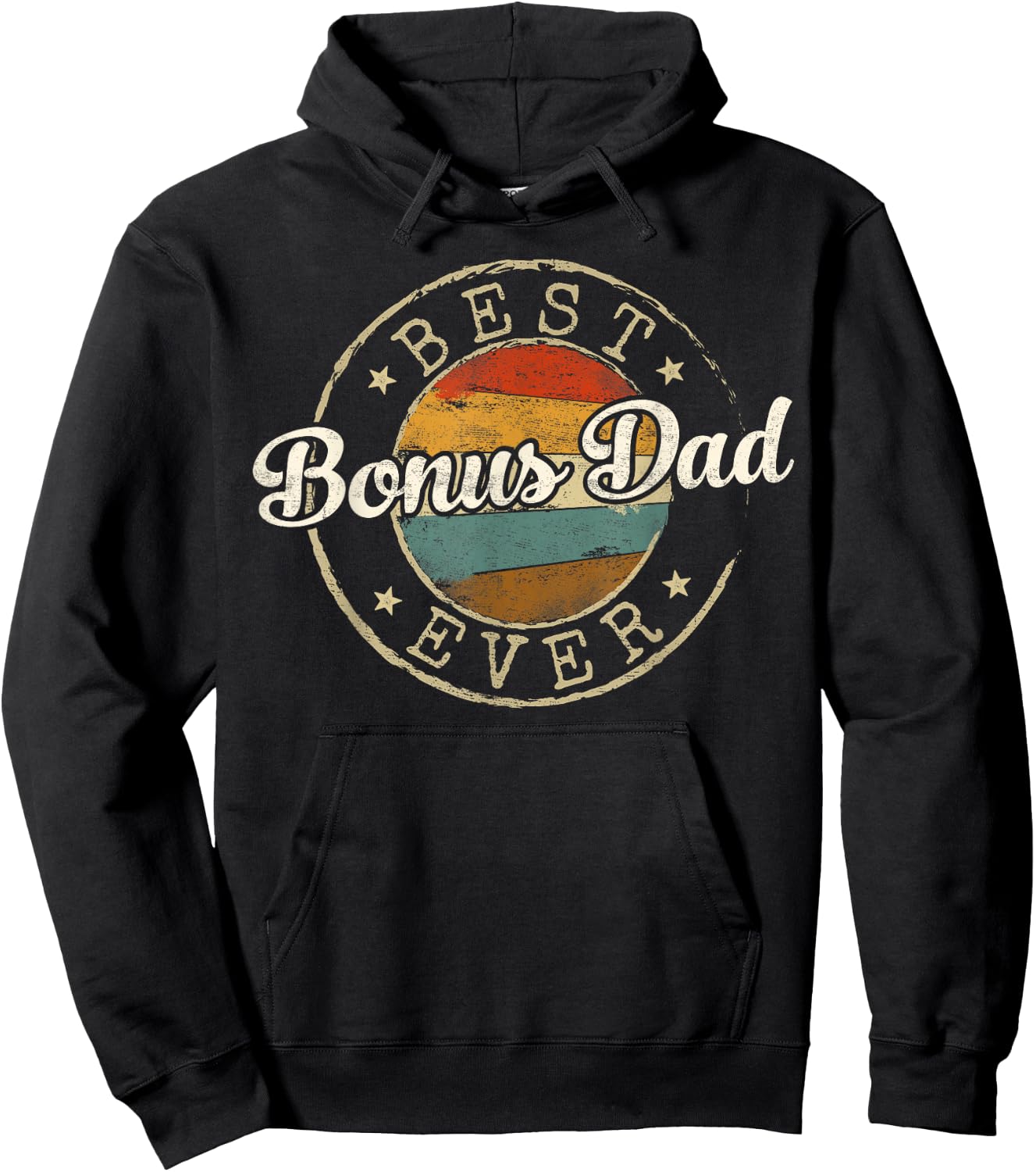 Best Bonus Dad Ever Vintage Stamp Fathers Day Dad to Be Hoodie - Hoodie | Black
