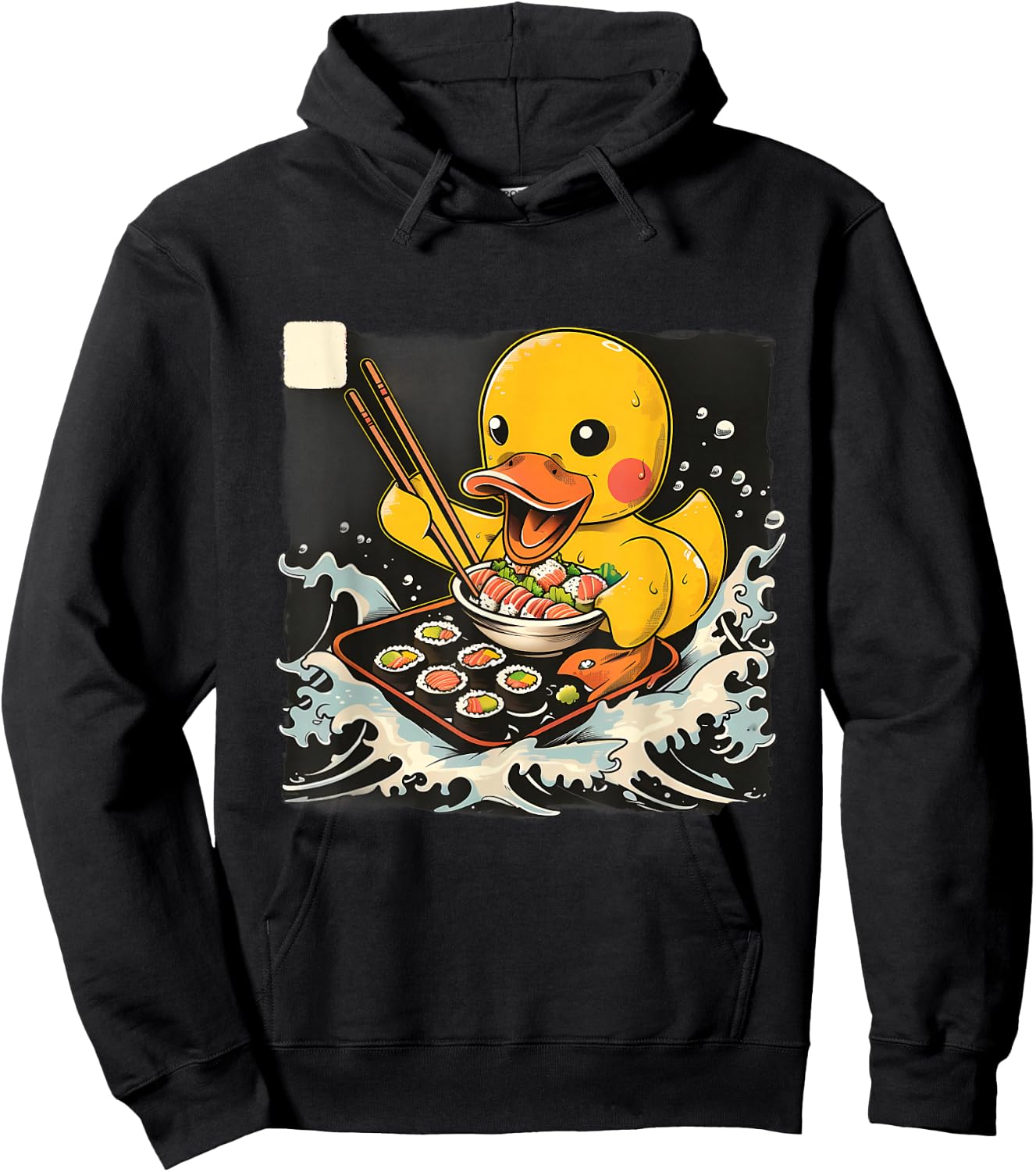 Rubber Duck Sushi Lover Rubber Duckling Ocean Great Wave Hoodie - Hoodie | Black