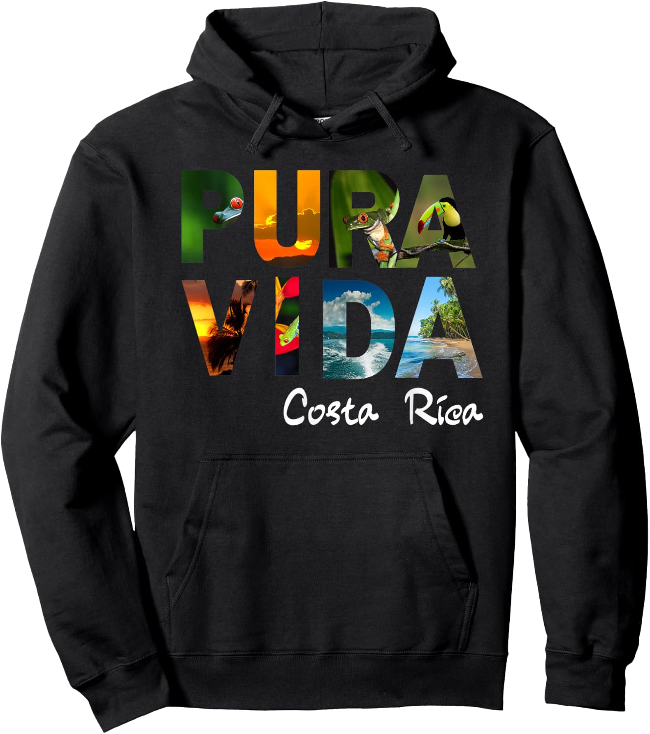 Pura Vida Costa Rica Men Women Kids Friend Gift Souvenir Hoodie - Hoodie | Black