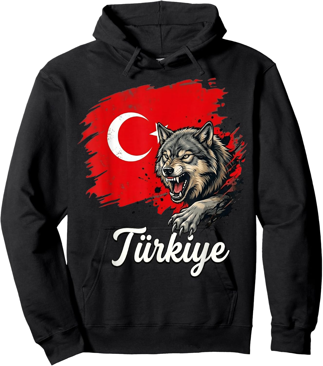 Fierce Wolf Türkiye Flagge Patriot Türkei Hoodie - Hoodie | Black