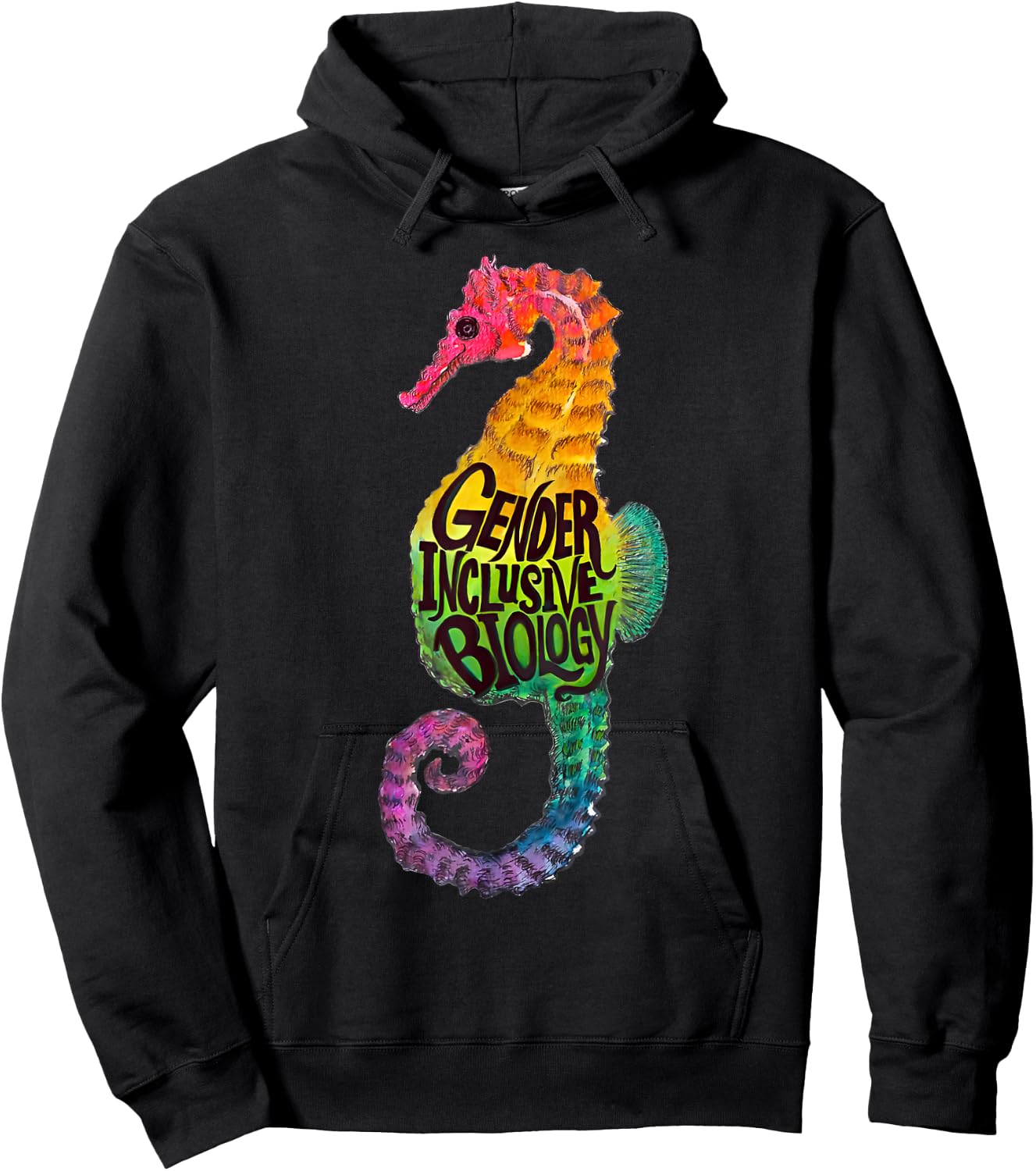 Rainbow Seahorse Dad Gay Pride Month LGBTQ Fathers Day Hoodie - Hoodie | Black