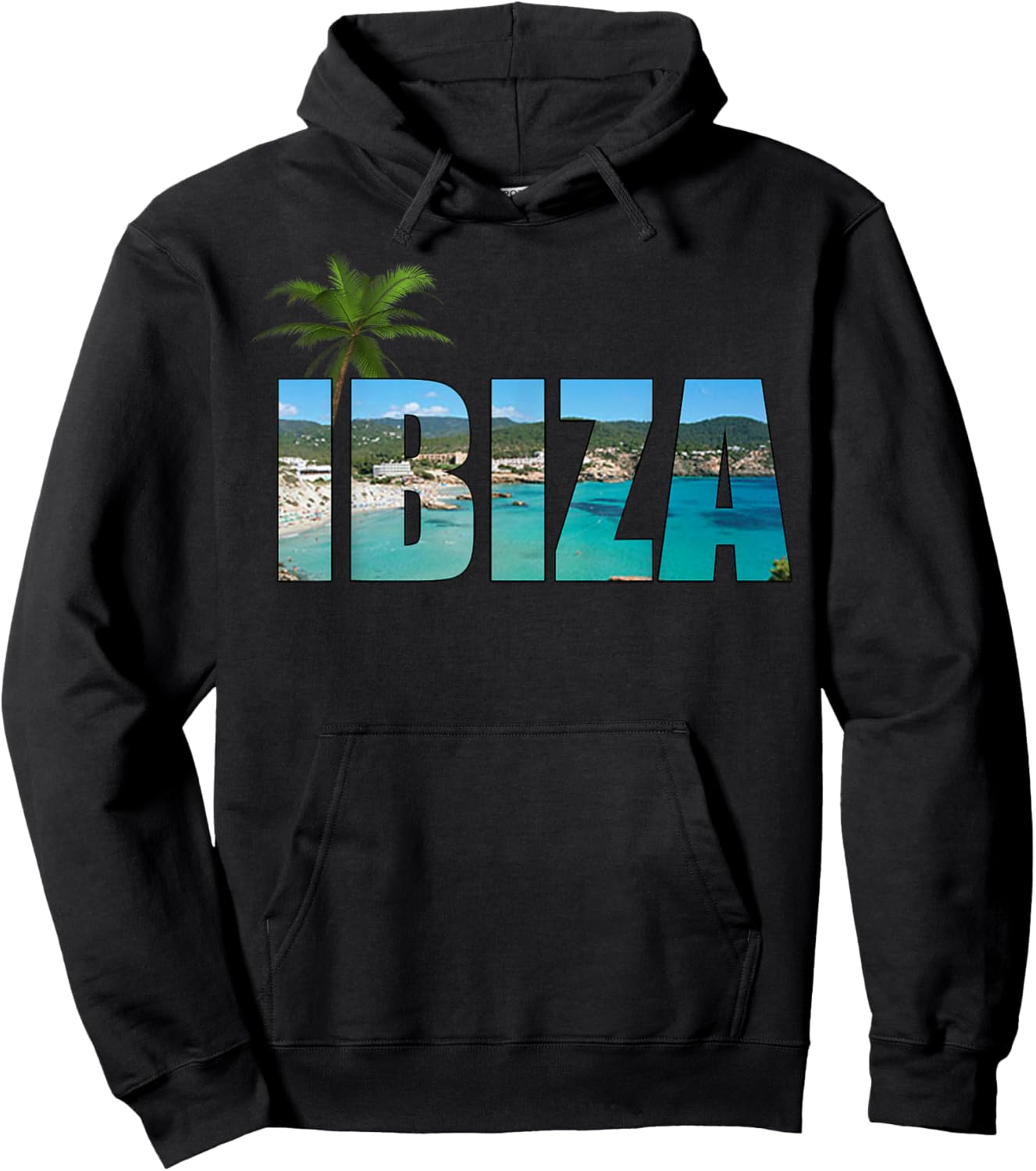 Ibiza Espana Beach Palm Tree Party Destination Gift Hoodie - Hoodie | Black