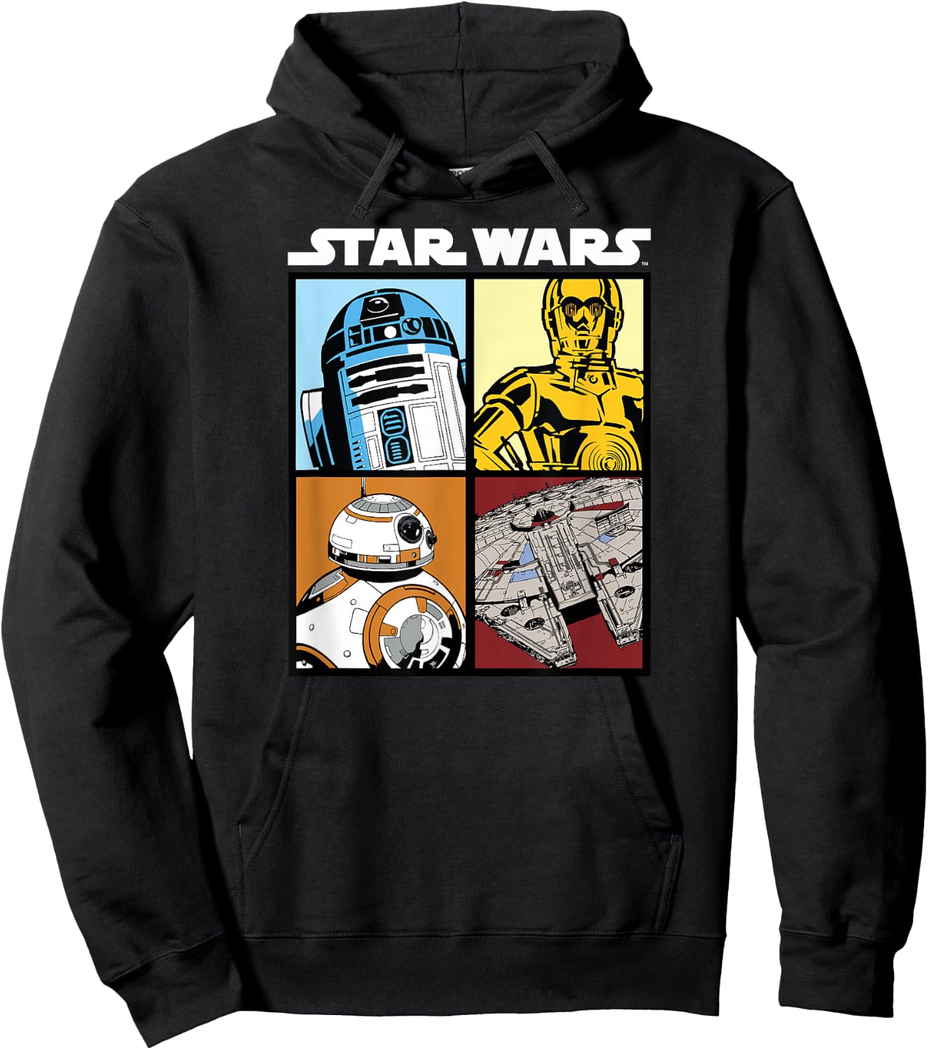 Star Wars Droids and Ships White , black Hoodie - Hoodie | Black