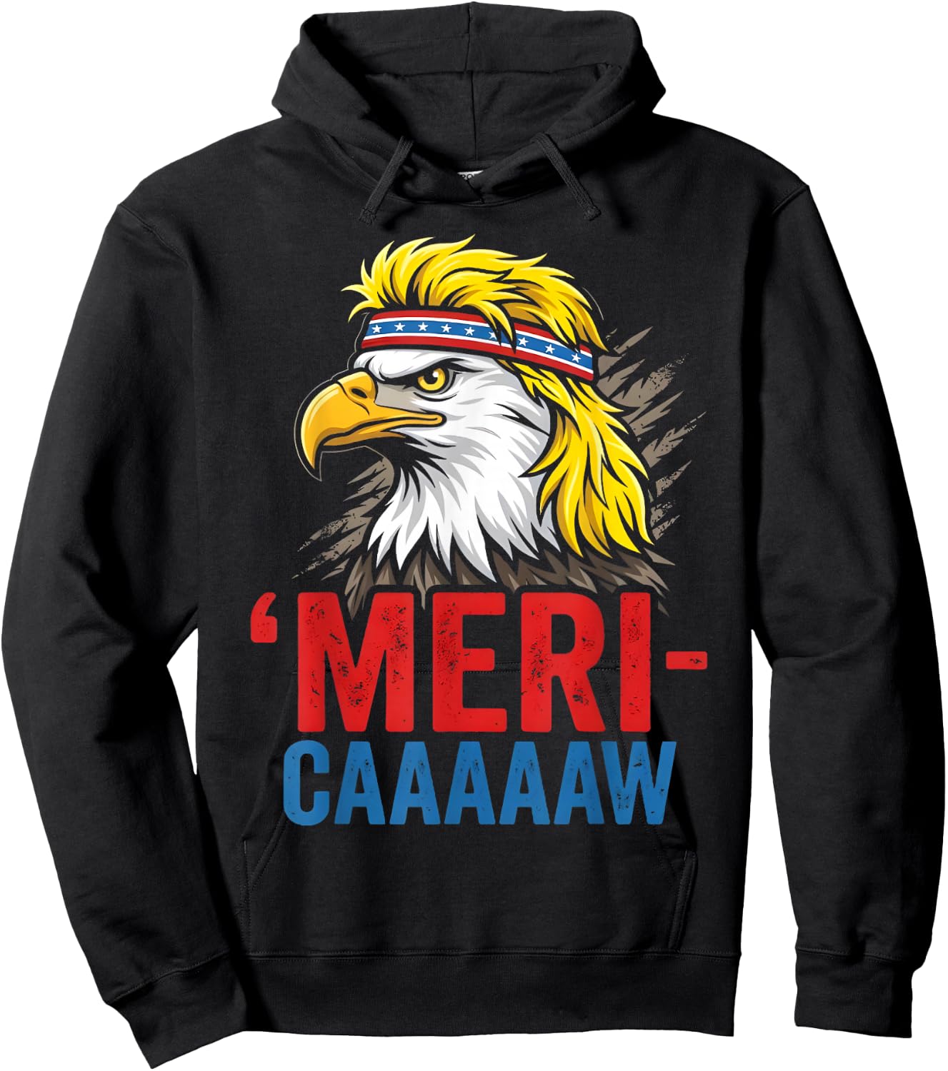 4th of July Eagle Meri-Caw Freedom Patriotic Men Women Kids Hoodie - Hoodie | Black