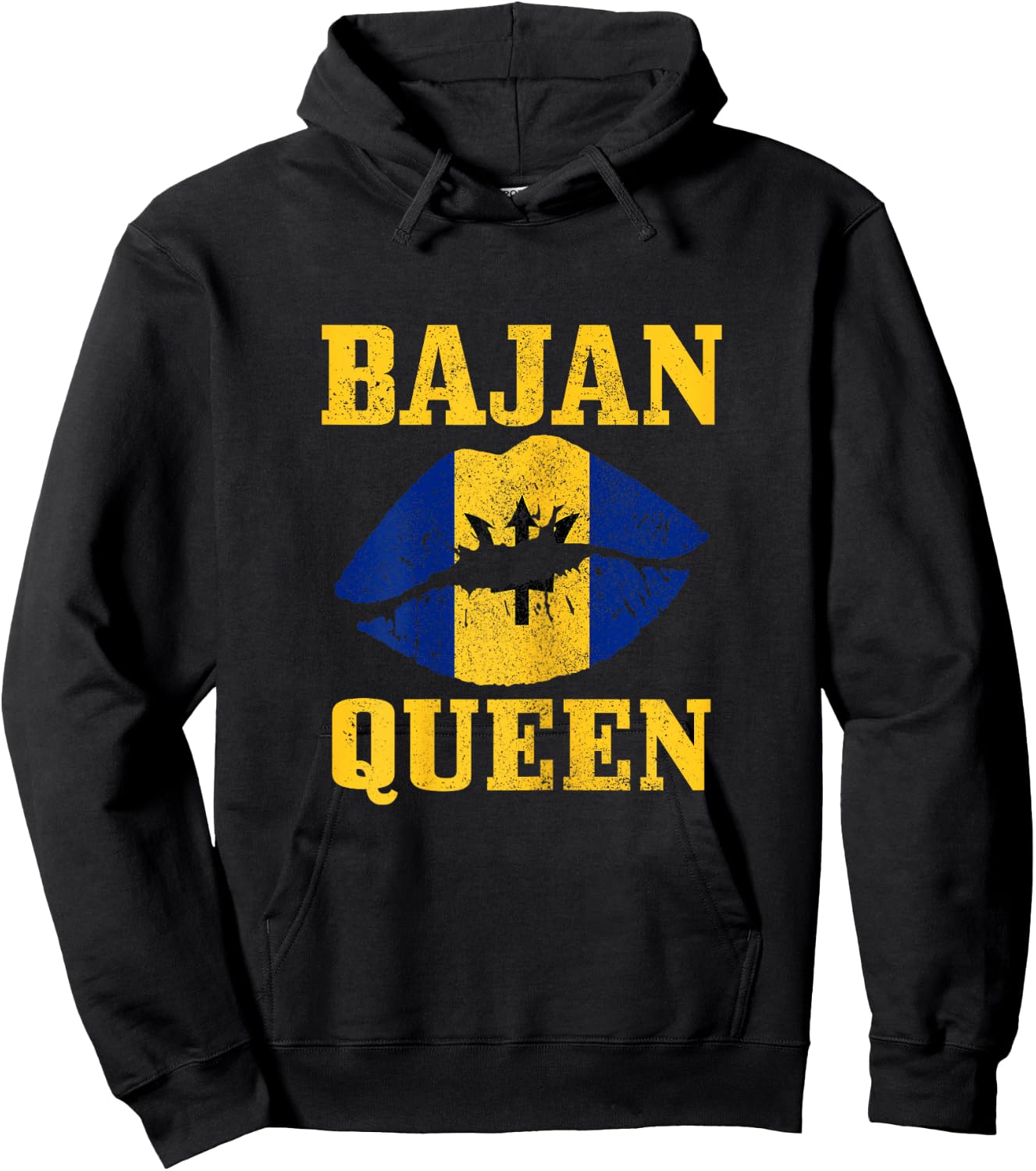 Bajan Queen Barbados Flag Pride Vintage Girl Women Hoodie - Hoodie | Black