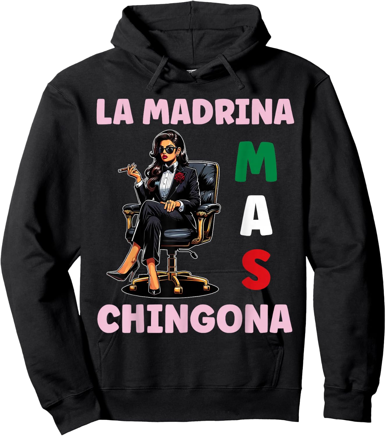 Funny Mexican Baptism Design - La Madrina Mas Chingona Hoodie - Hoodie | Black