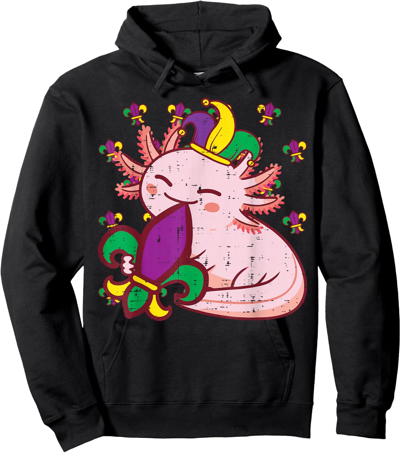 Mardi Gras Axolotl Fat Tuesday Boys Girls Kids Women Men Hoodie - Hoodie | Black