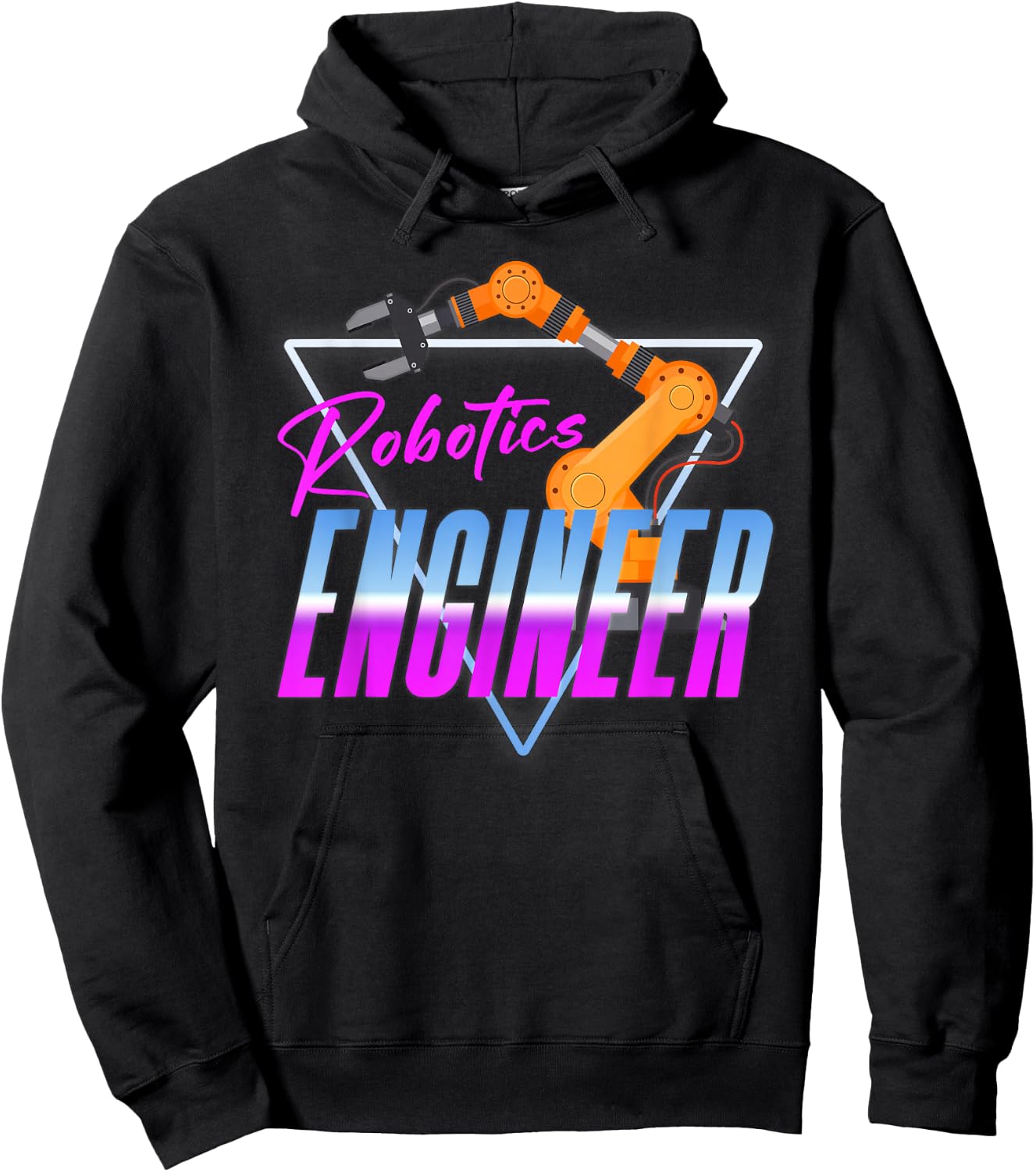 Robot Robotics Engineer Retro Vintage 80s 90s Robotics Hoodie - Hoodie | Black