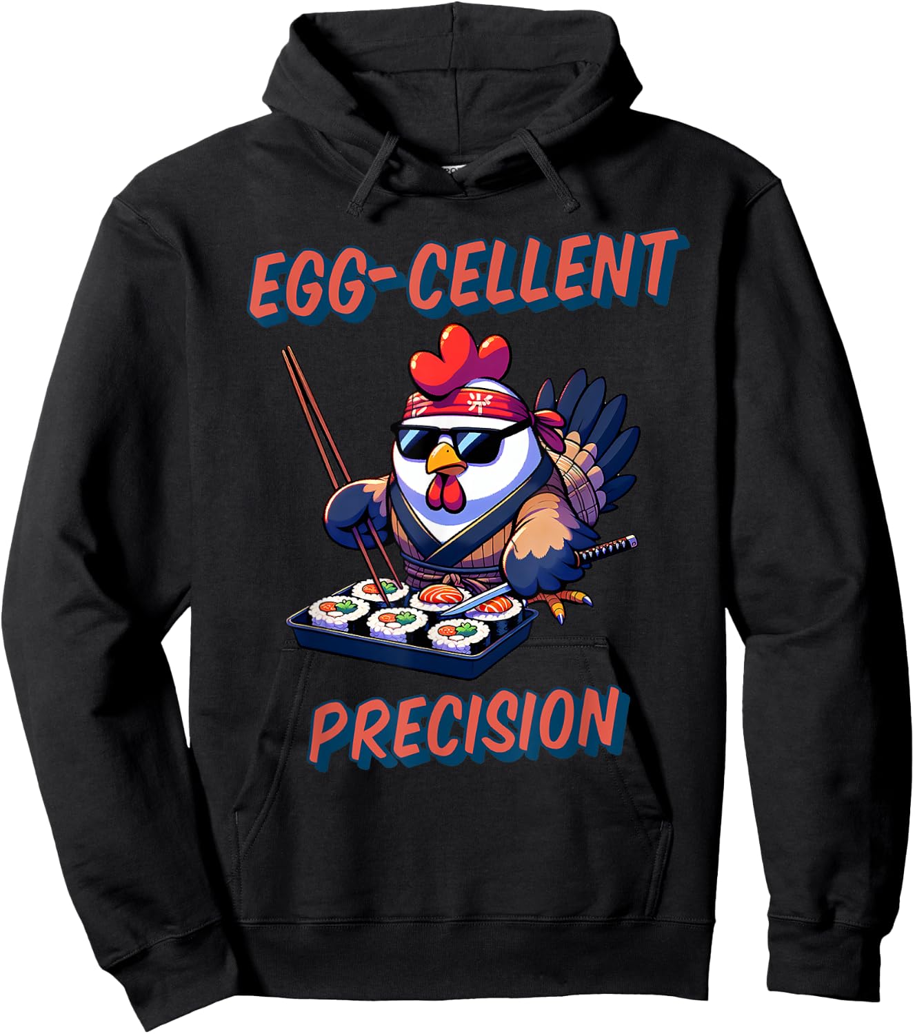 Funny cute Anime Ninja Chicken Sushi Eggcellent Hoodie - Hoodie | Black