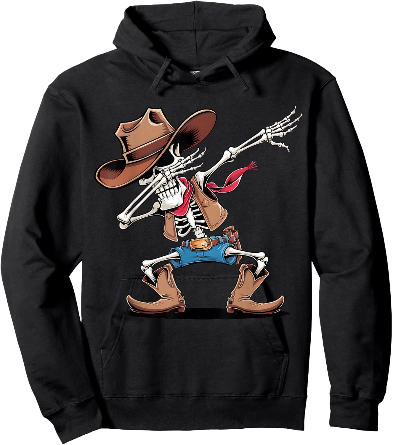 Dabbing Skeleton Cowboy Halloween Costume Boys Men Kids , black Hoodie - Hoodie | Black
