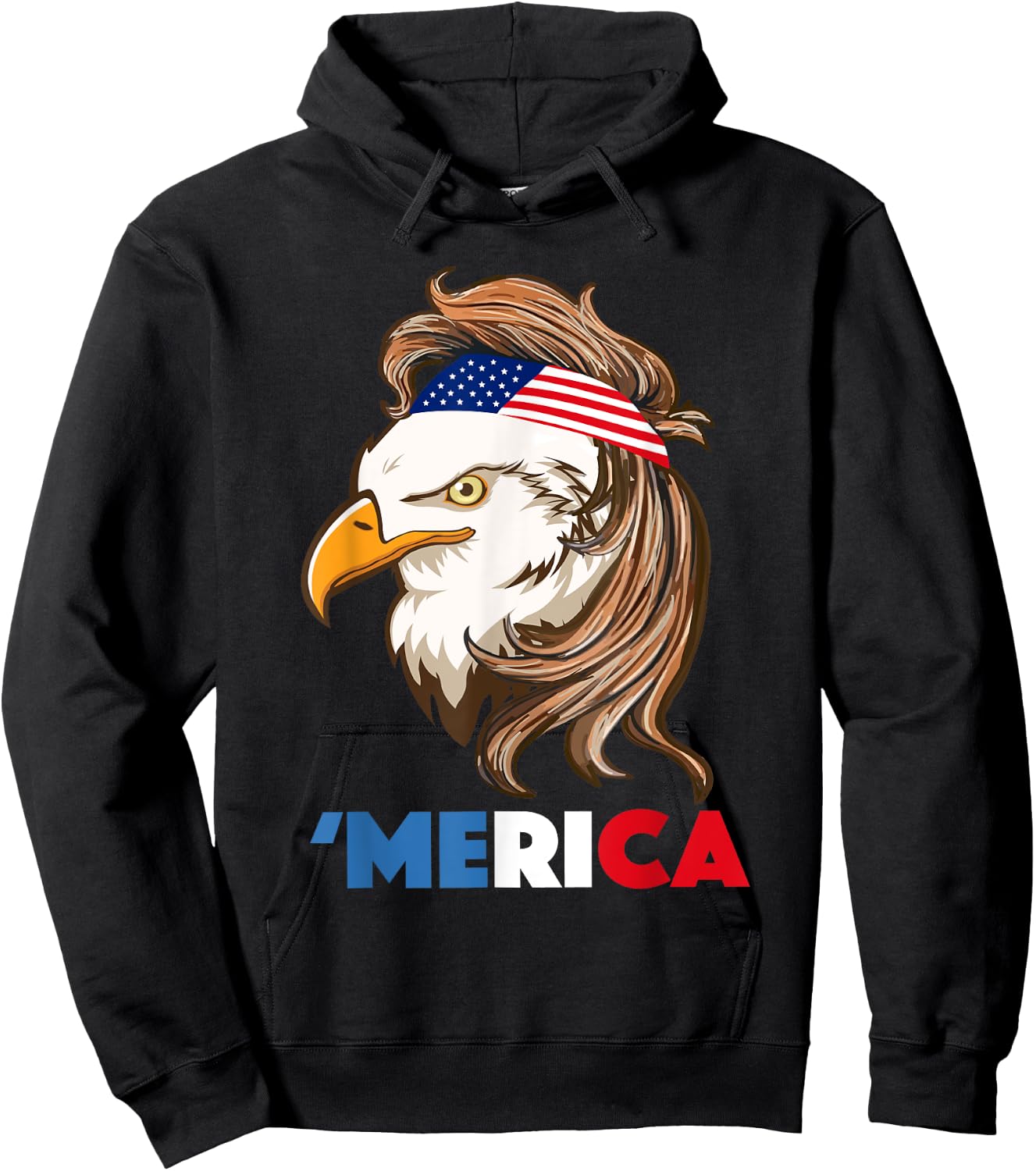 Bald Eagle Mullet 4th of July Gifts American Flag Merica USA Kids Men Hoodie - Hoodie | Black