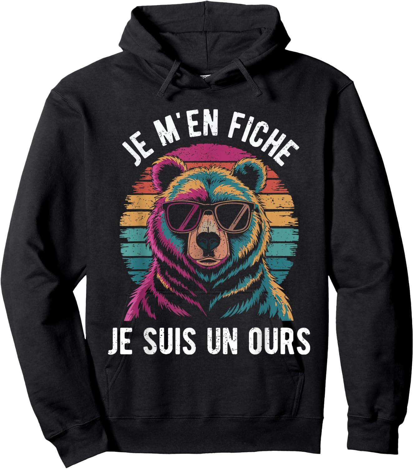 Je M'en Care, Je Suis Un Ours Gift Humour Animal Dad Bear , Black, S Hoodie - Hoodie | Black