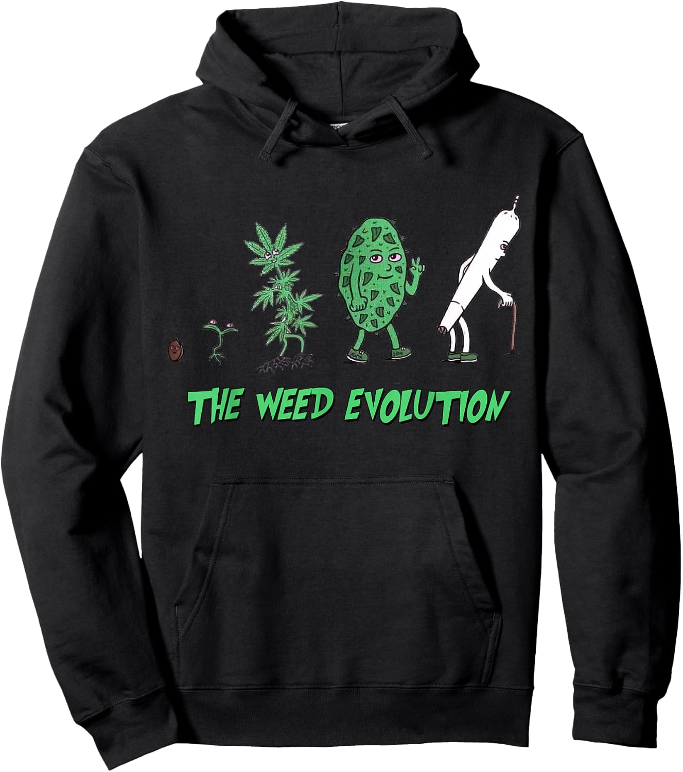 The Weed Evolution, Cannabis Humor, Marijuana, 420 , Black, S Hoodie - Hoodie | Black