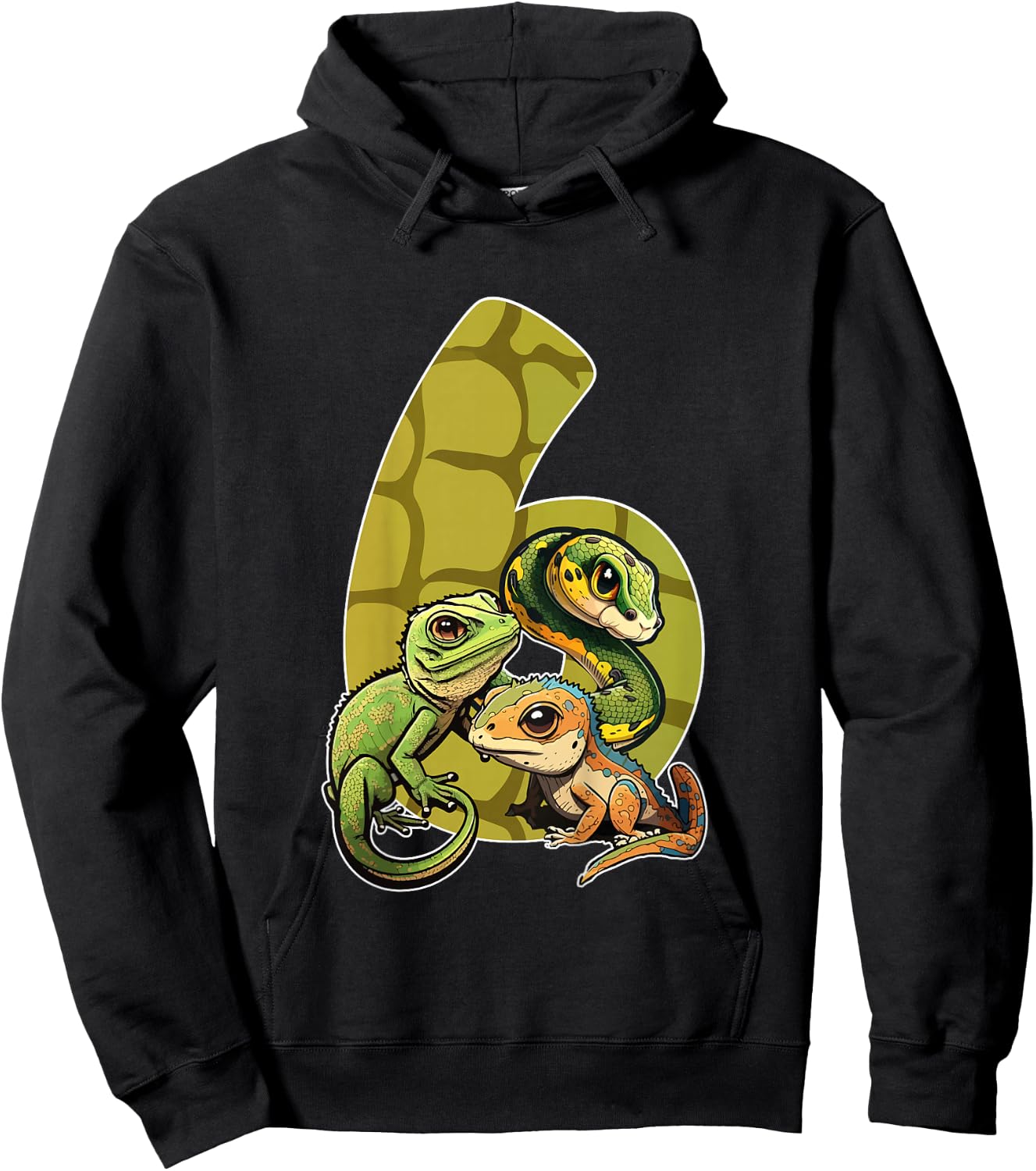 6th Reptile Birthday Party Six Year Old Lizard Birthday Hoodie - Hoodie | Black