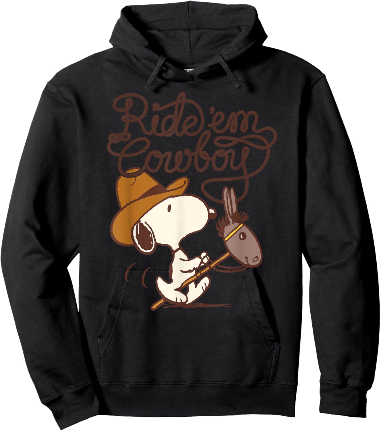 Peanuts - Ride Em Cowboy , black Hoodie - Hoodie | Black