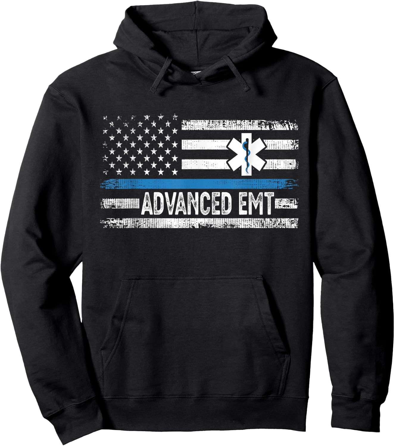 American Flag USA Advanced EMT AEMT Medical Technician Hoodie - Hoodie | Black