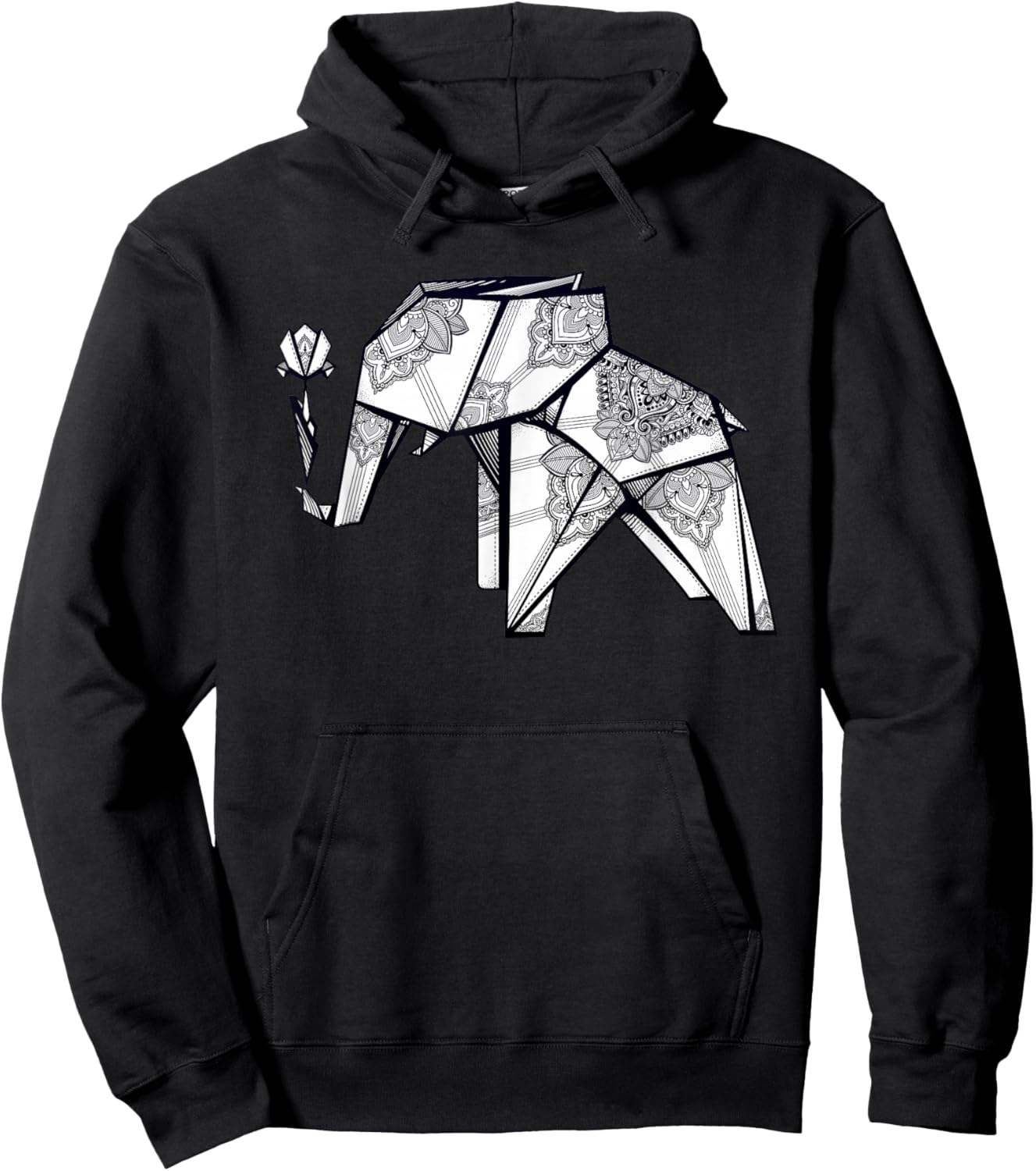 Stay Weird - Origami Elephant - Geometric Boho Hoodie - Hoodie | Black