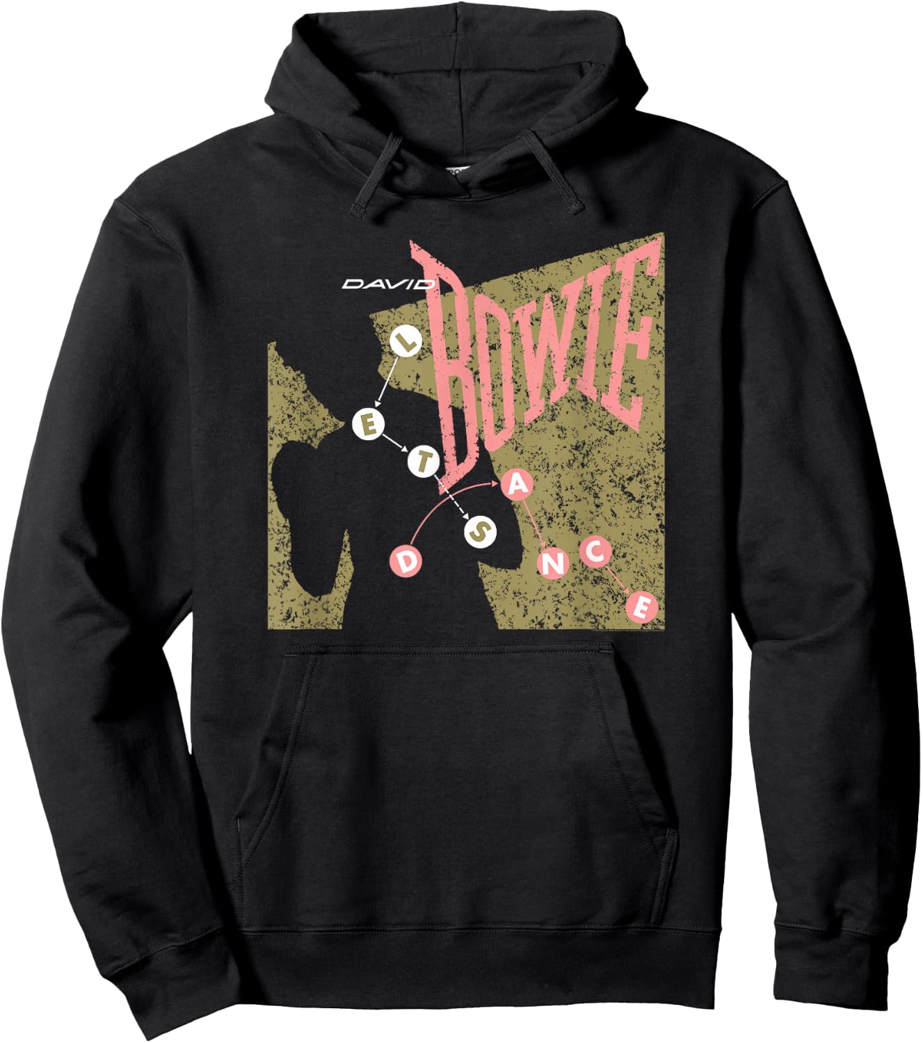 David Bowie Let's Dance Pink and Gold , Black, S Hoodie - Hoodie | Black