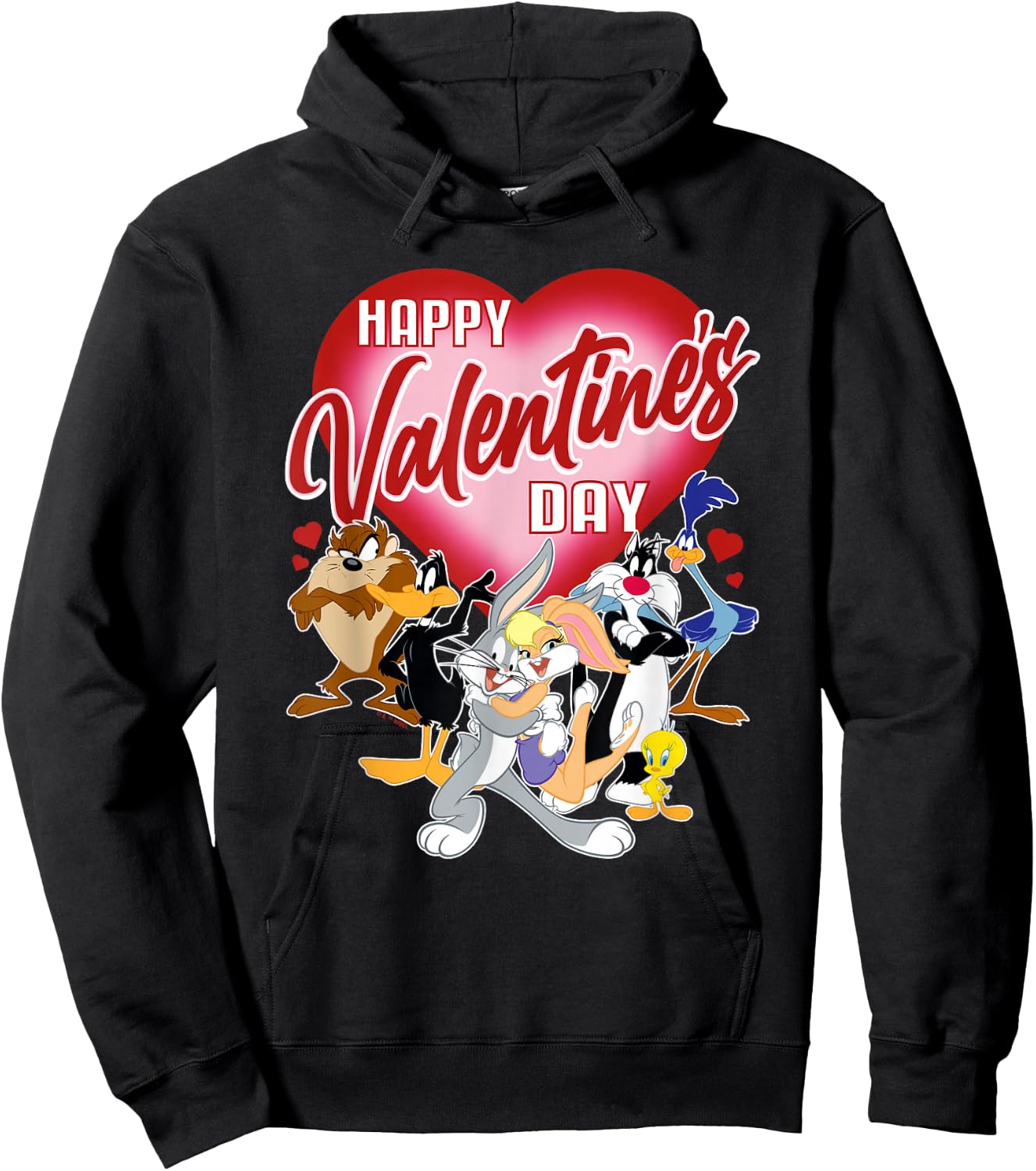 Looney Tunes Valentines Day Bugs Lola Tweety Taz Daffy Hoodie - Hoodie | Black