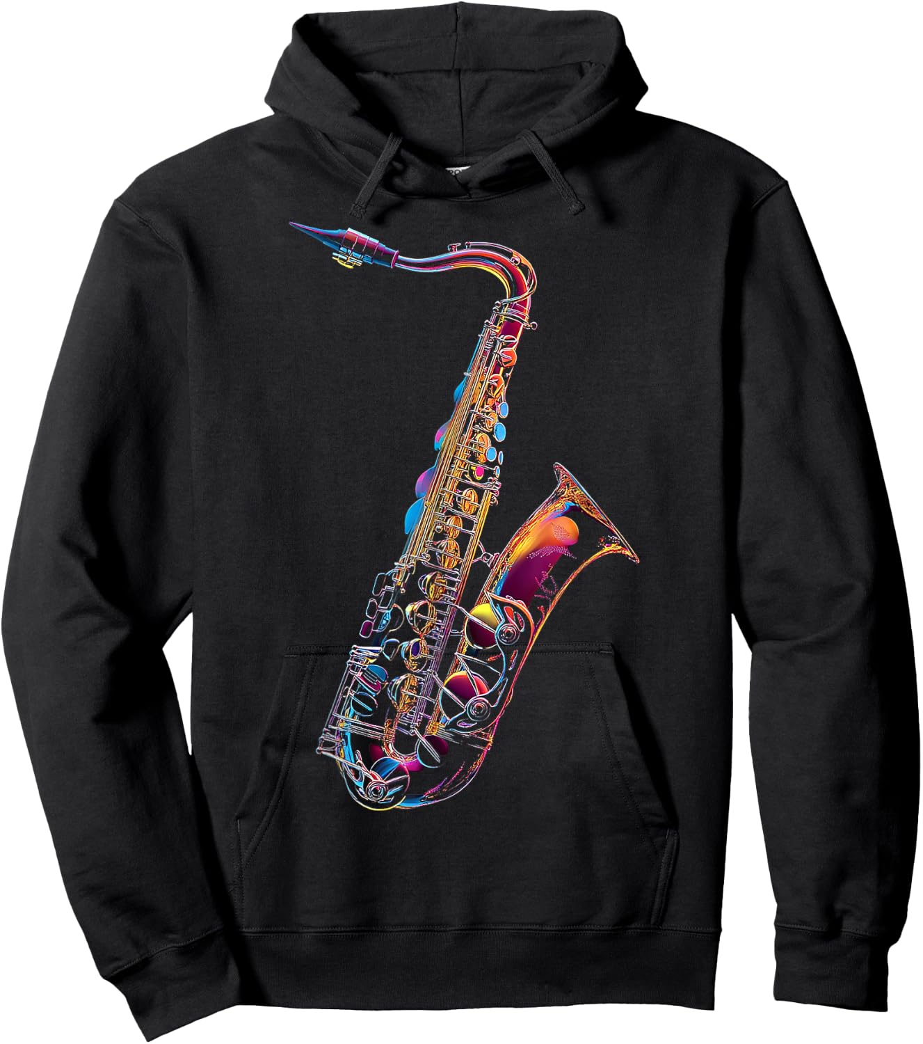 Saxophone Music Instrument Motif Illustration Saxophone Hoodie - Hoodie | Black
