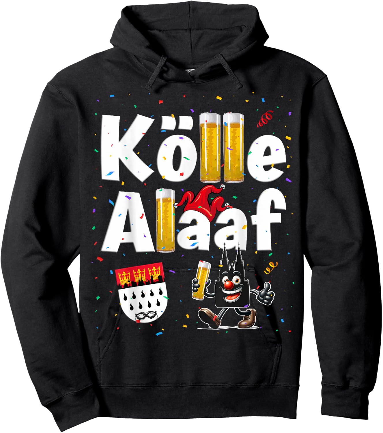 Kölle Alaaf Carnival Cologne Cathedral Jeck Carnival , black Hoodie - Hoodie | Black