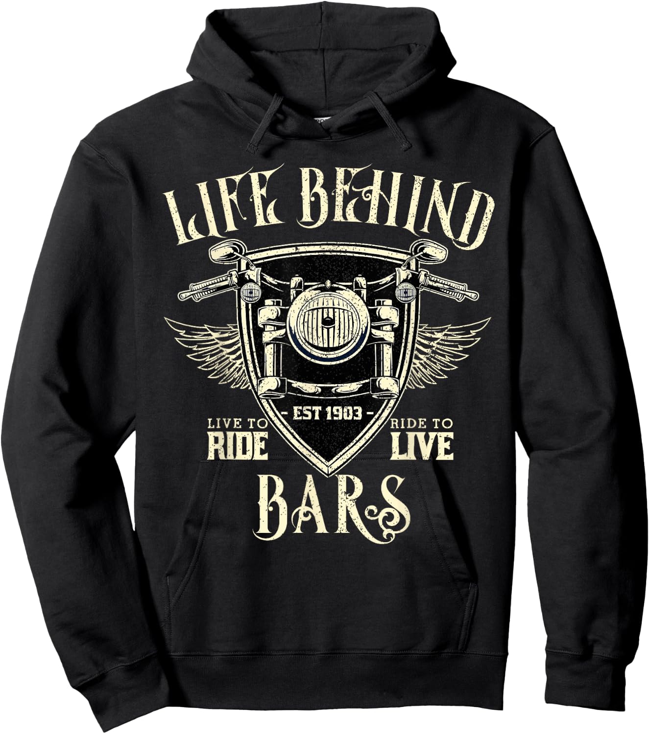 Life Behind Bars Motorcycle Rider Vintage Chopper Biker Gift Hoodie - Hoodie | Black