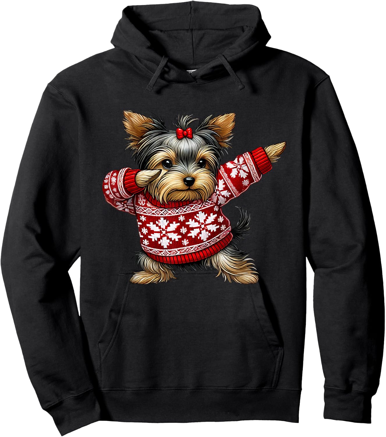 Kids, Men, Women Yorkshire Terrier Christmas Yorkie Ugly Christmas Black Short Sleeve Small Hoodie - Hoodie | Black