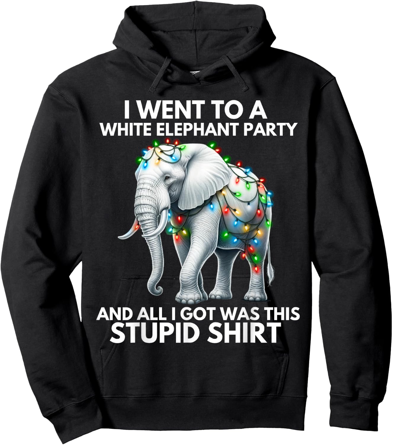 Funny White Elephant Gift Wrapped Elephant Dumb Gift Hoodie - Hoodie | Black