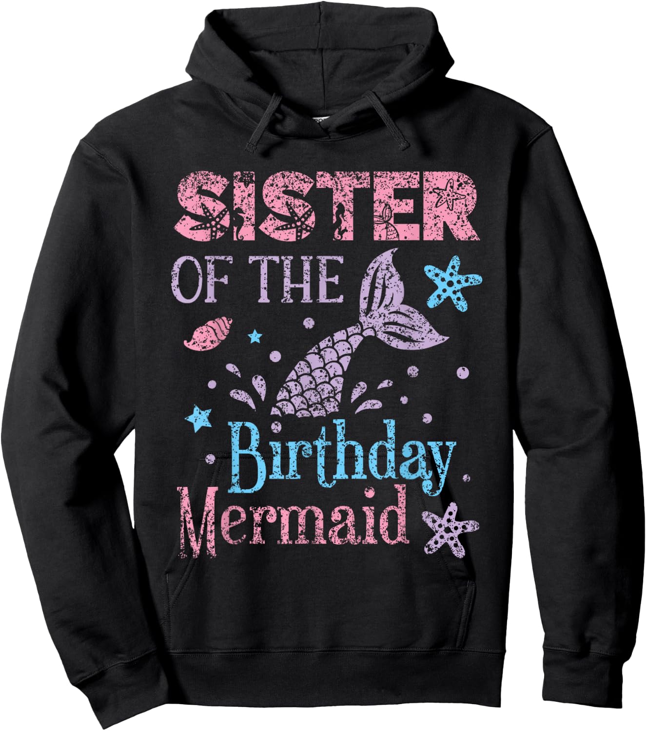 Sister The Birthday Mermaid Party Mermaid Hoodie - Hoodie | Black