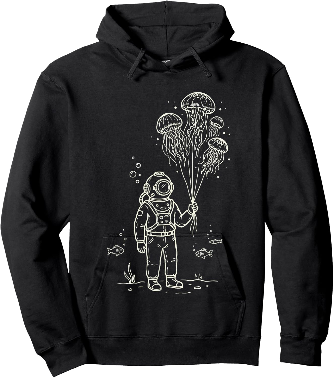 Surreal Ocean Aesthetic Deep Sea Diver Hoodie - Hoodie | Black