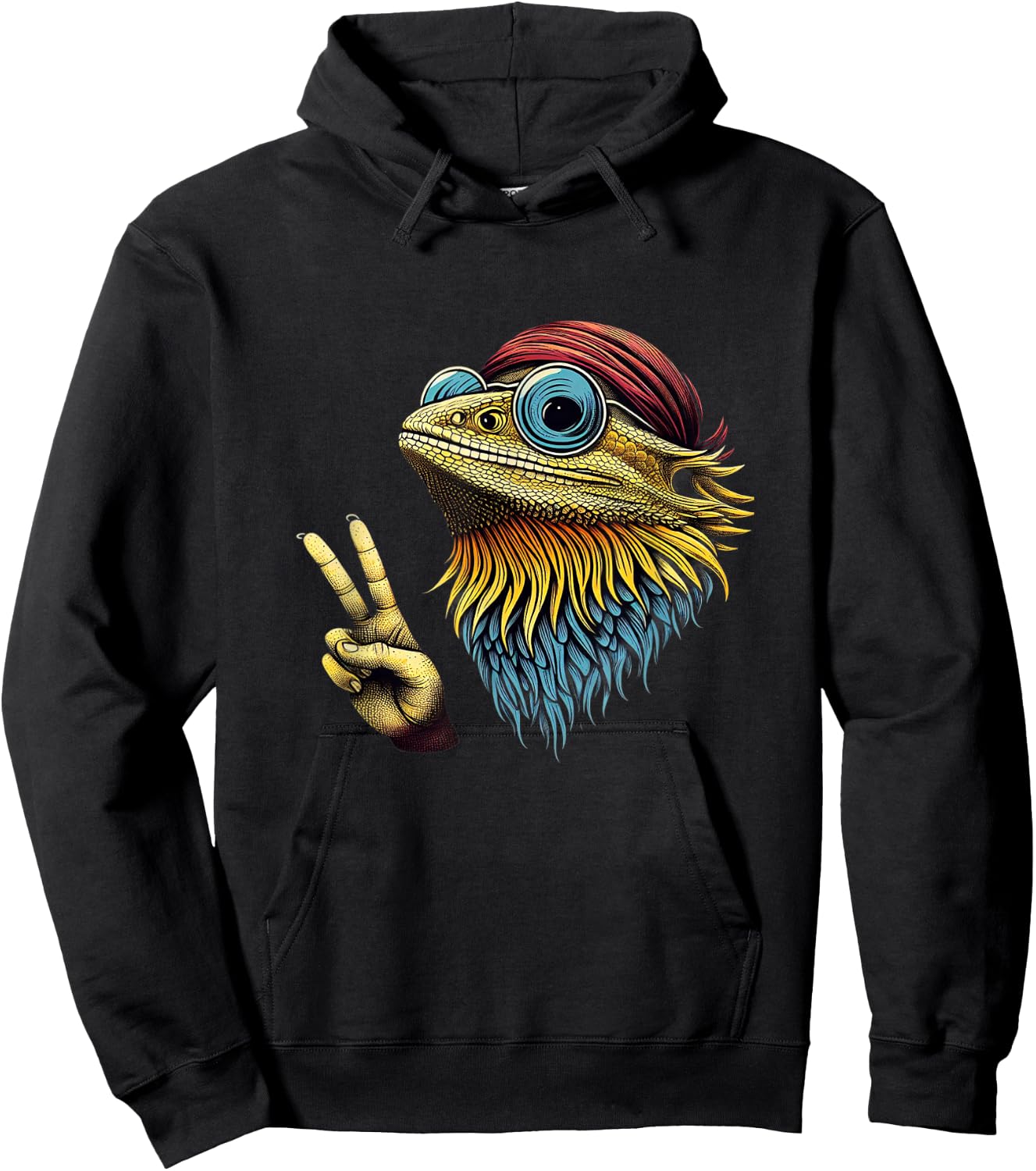 Bearded Dragons Reptile Lizard Pet Hippie Style Hoodie - Hoodie | Black
