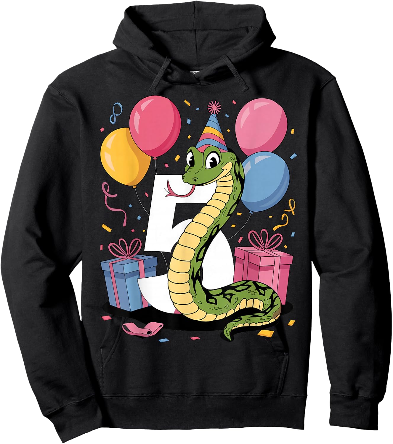 Snake 5th birthday for boy girl 5 years old fifth five Snake Hoodie - Hoodie | Black