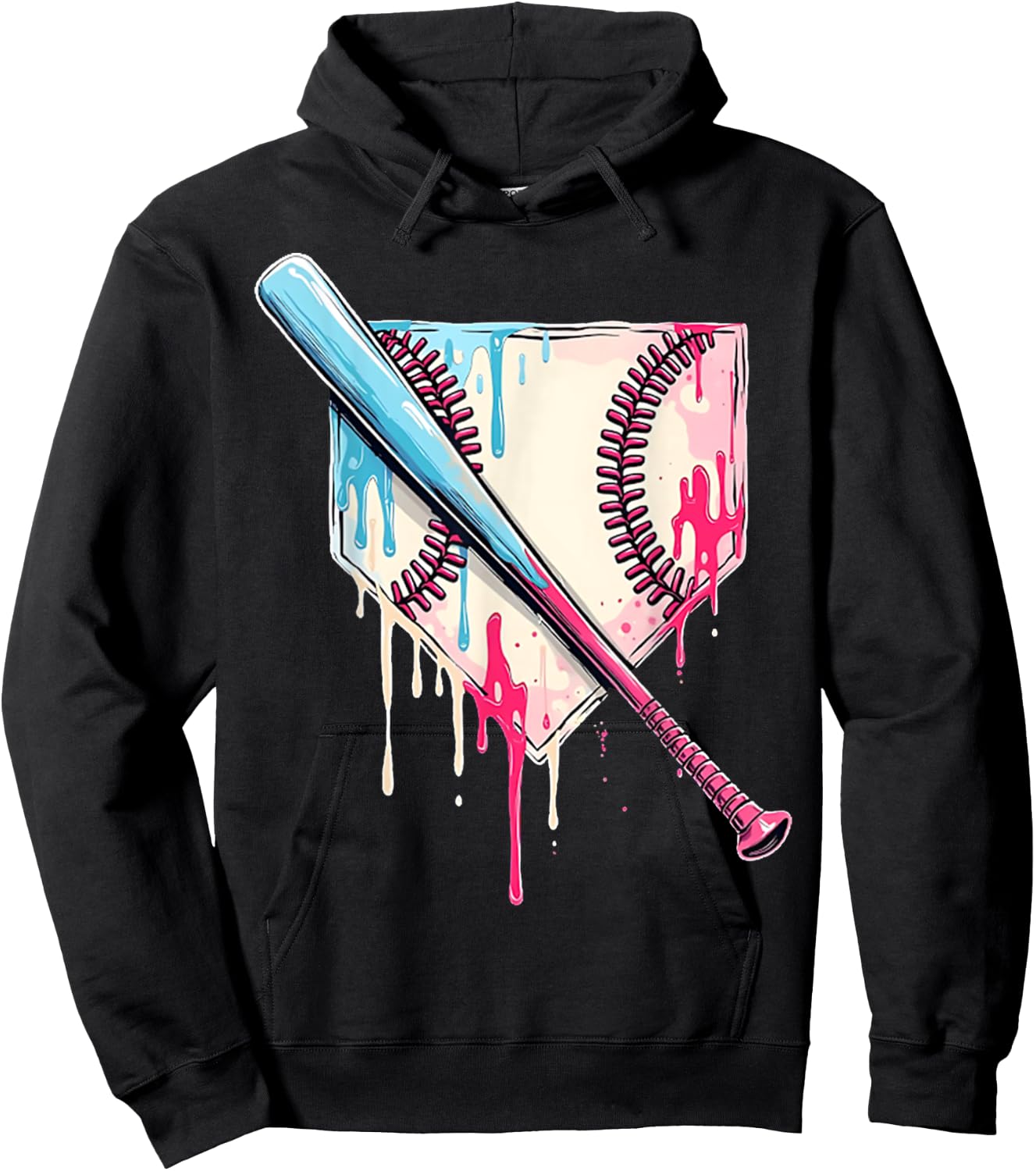 Cool Sport Baseball Home Plate Drip With Sprinkles Drip Hoodie - Hoodie | Black