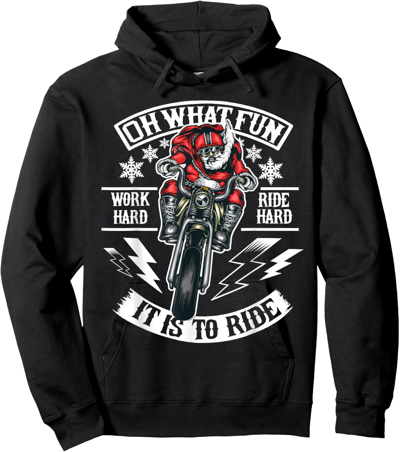 Christmas Motorcycle Santa Biker Hoodie - Hoodie | Black