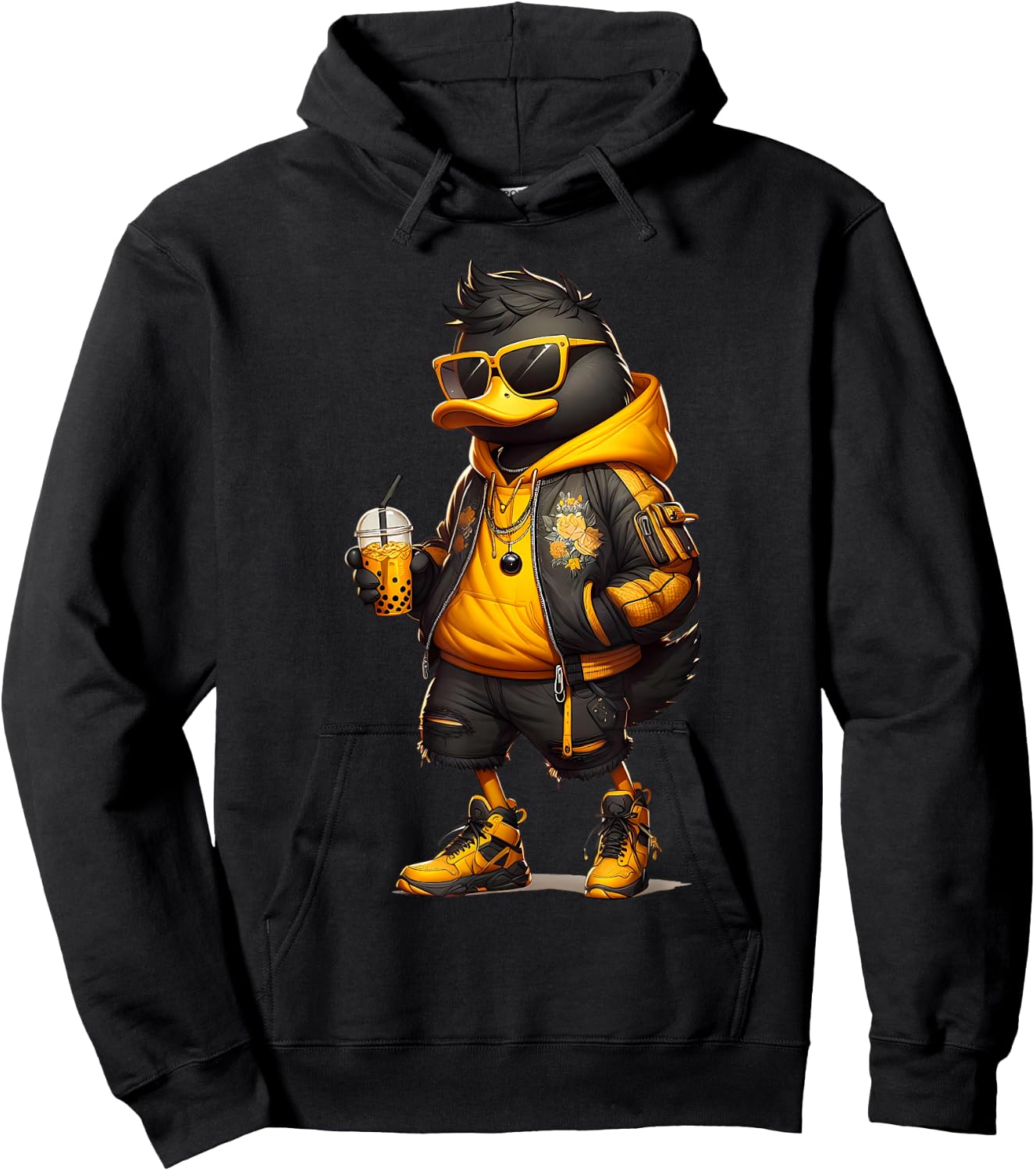 Trendy Hype Boba Duck Cool Bubble Milk Boba Tea Men Women Hoodie - Hoodie | Black