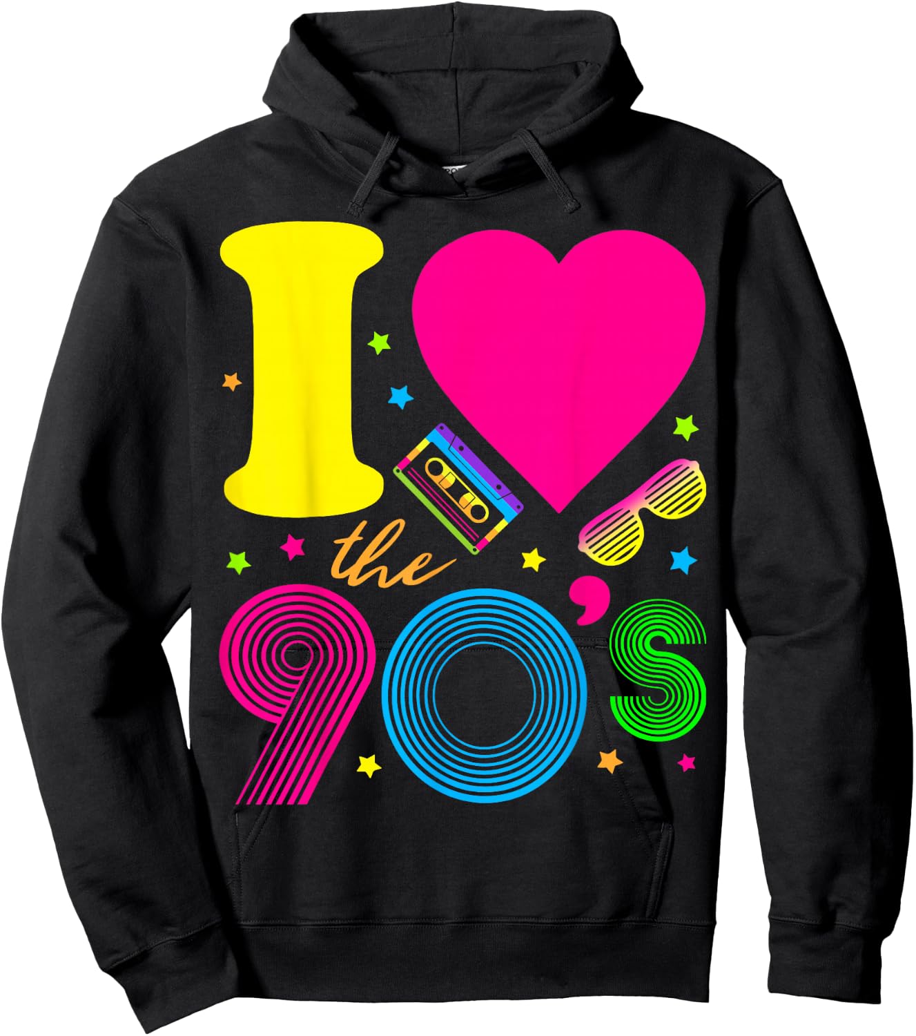 1990's 90s I Heart The Nineties Hoodie - Hoodie | Black