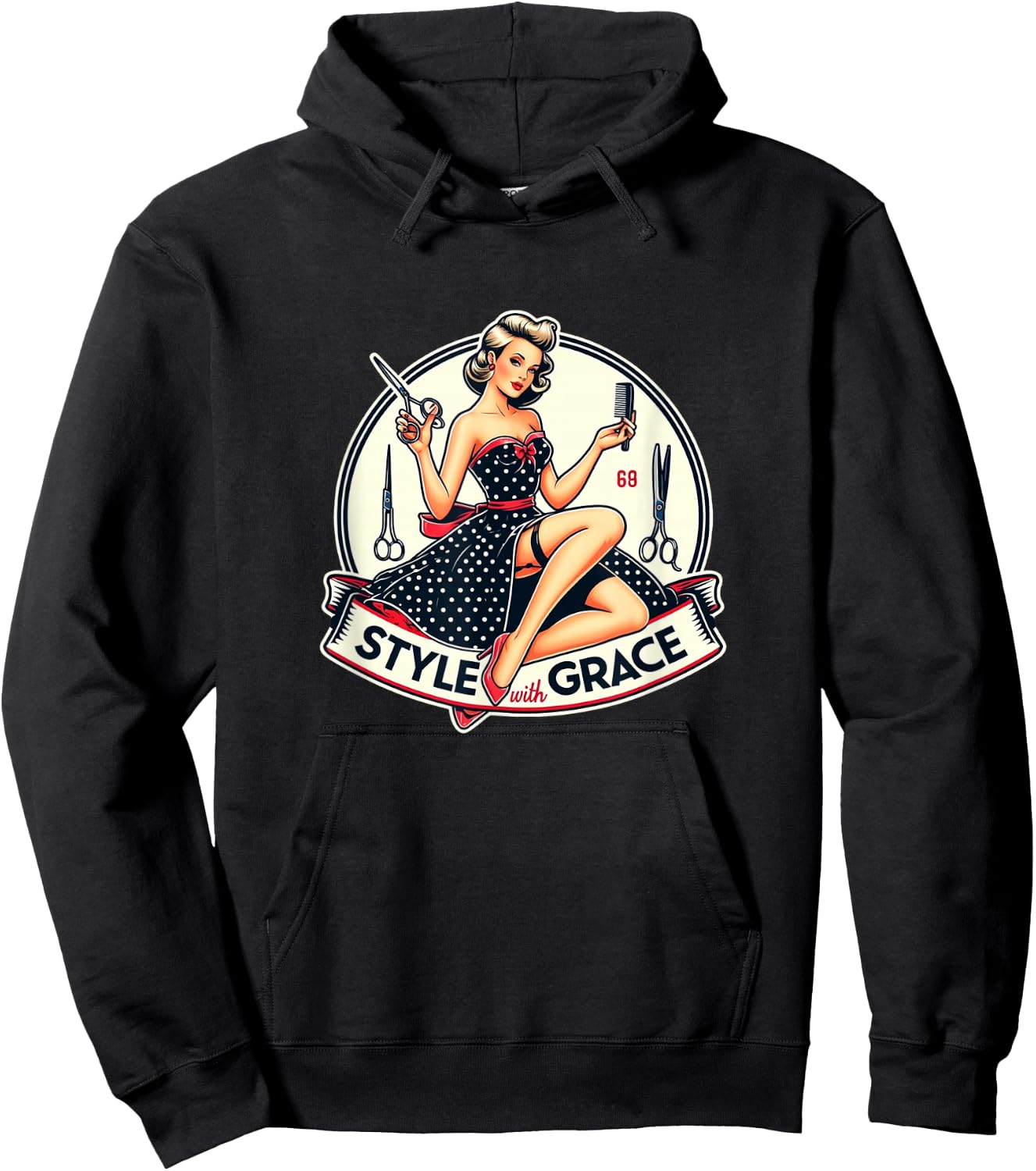 Style With Graphic Pin-Up Grace - S25 , Black, S Hoodie - Hoodie | Black